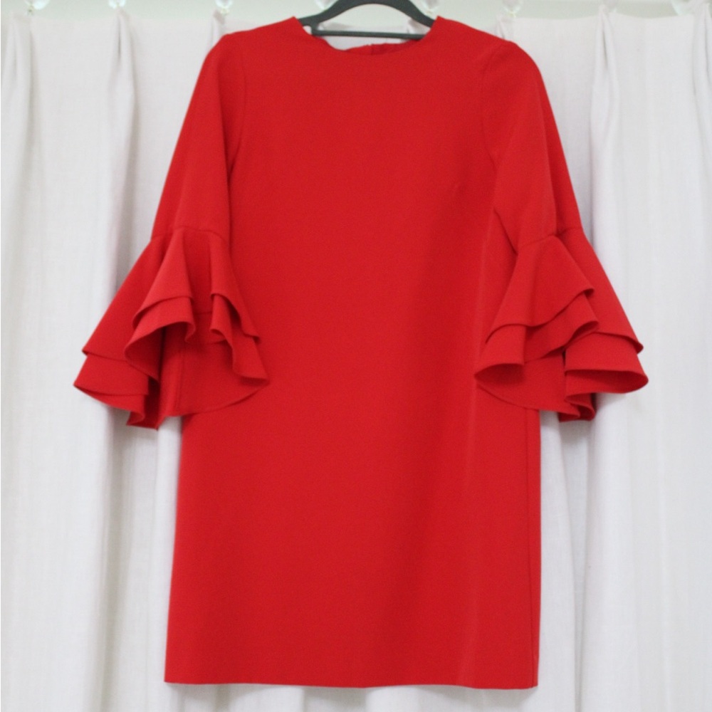 Milly Minis Red Ruffled Bell Sleeve Dress